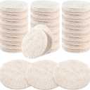 Bokon 100 Pcs Loofah Exfoliating Face Pads 2.36 Inches Round Natural Loofah Sponge Body Face Scrubber Remove Dead Skin Facial Pad Bulk for Bath Shower Spa Skin Cleaning Women Men (White)
