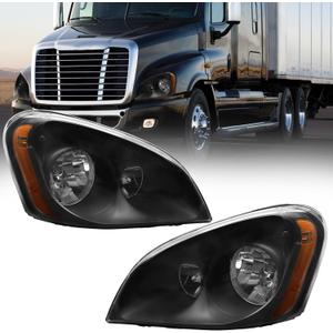 Headlights Assembly Fit For 2008-2016 Freightliner Cascadia,Black Housing Headlamps,Left and Right Pair Set, Including Halogen bulbs | Sunhua Left and Right side headlights assembly Fit for 2008-2016 Freightliner Cascadia