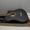 38inch Wood Acoustic Guitar, 6 Steel-String Acoustic Guitar With Guitar Bag, Elementary Tutorial of Folk Guitar for Beginners and Adults. (Black)