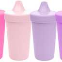 Re-Play Spill-Proof Sippy Cups for Toddlers - Kids Reusable 10 Oz Set of 4, Dishwasher & Microwave Safe, Made in USA, Princess