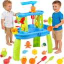 2026 Upgraded Toddler Sand Water Table Toy, Summer Outdoor Beach Sensory Activity Playset and Water Table Toys, Party Birthday Gifts for Girl Boy Age 4+ (Blue)