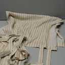 jinchan Tie Top Linen Kitchen Curtains 24 Inches Striped Tier Curtains Farmhouse Modern Cafe Style Small Window Treatments Airy Light Filtering Rod Pocket for Living Room Bathroom 2 Panels Beige