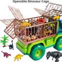 TEMI Dinosaur Truck Toy for Kids 3-5 Years, Triceratops Transport Car Carrier with 8 Dino Figures, Activity Play Mat, Dino Eggs and Trees, Capture Jurassic Dinosaurs Play Set for Boys and Girls