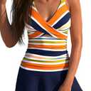 ROSEWE Two Piece Tankini Swimsuits for Women, Tummy Control Bathing Suit with Skirt, V-Neck Swimdress, Extra Large 