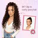 Ponytail Extension, HOOJIH Clip in Ponytail 24 Inch Hair Extension Curly Wavy Ponytail Fluffy Soft Synthetic Fiber Hair Pieces for Women - Dark Chocolate Brown