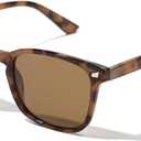 TIJN Polarized Sunglasses for Women's and Mens, Classic Square Frames Shades for UV Protection, Stylish and Trendy Sunnies (16.tortoise Frame / Brown Lens)