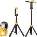 LHOTSE Rechargeable Camping Light with Stand, 83" Tall Portable 3000 Lumens Cordless Work Light with 3 LED Lamps Head & Detachable Tripod, 9AH Battery LED Work Light Dimmable with Travel Bag