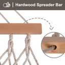 SUNCREAT Hammocks Traditional Rope Double Hammock with Hardwood Spreader Bar and Carrying Bag, 450 lbs Capacity, Natural