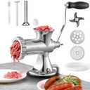 VEVOR Manual Meat Grinder, 304 Stainless Steel Hand Meat Grinder with Suction Cup + Steel Table Clamp, Meat Mincer Sausage Maker & 2 Cutting Plates, Sausage Tube, Grinding Head for Beef Pepper Cookie