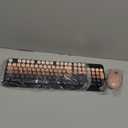 FOPETT Wireless Keyboard and Mouse Combo - 2.4G Full-Sized Cute Colorful Mouse and Keyboard with 104 Round Keys Retro Typewriter Keyboard for Laptop/Windows/PC - Pink Gradient