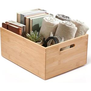 Prosumer's Choice Bamboo Storage Box - Wood Crate - Bamboo Box Storage for Kitchen, Living Room, Office - Arts & Crafts Container Caddy Basket - Home Decor & Organization Accessories 14"L x 11"W x 6"H