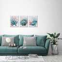 RyounoArt Coral Art Wall Decor Beach Sea Shell Pictures Prints on Canvas Teal and Coral Bathroom Decor Framed 12 * 16 inch each