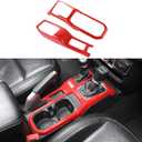 JeCar Red Center Console Gear Shift Cup Holder Panel Cover Fit for 2018-2025 Jeep Wrangler JL JLU Gladiator JT Interior Trim Accessories