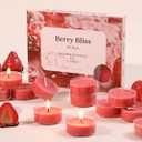 DEVI Strawberry Cream Scented Tea Lights Candles 96 Pack, 3.5-4 Hours Natural Palm Tea Candles Bulk for Home Scented, Red Small Votives with Essential Oils for Home Aromatherapy, Valentine Decorations