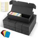 Trading Card Storage Box 10 Pack, 10 Color Dividers 15 Label Stickers 30 Dividers, Card Box for Baseball Football Basketball Sports Cards,Card Holder for Mtg (10 Pack-Black-Horizontal, 13.0"L)