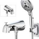 PROOX All Metal Tub Spout with Diverter, 6 Settings Hand held Shower with ON/Off Pause Switch, Bathtub Faucet with Sprayer Chrome