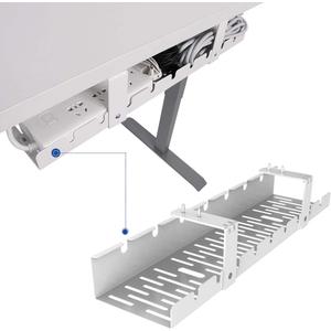 FLEXISPOT Under Desk Cable Management Tray, Metal Raceway Wires Cable Tidy Organizer Office and Home Cable Tray Use for Standing Desk (White) (19.7x4.7in)
