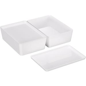CHANCETSUI Pantry Storage Containers for Snacks: 2 Pack Coffee White Plastic Organizer Bins, 7x10 Inch Stackable Kitchen Cabinet Organizers