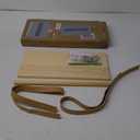 FRIADE Wall Wood Floating Shelves, Multifunctional PU Leather Strap Storage Shelves, Storage Organizer for Kitchen, Living Room, Bedroom, Study, 1 Pack (Burlywood)