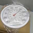 10.5 Inch Indoor Outdoor Thermometer Large Numbers - Weather Thermometer Hygrometer Waterproof, No Battery Needed Outdoor Thermometers for Patio, Home, Garden Decoration (White)
