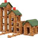 Wondertoys 328 Pcs Wooden Logs Set Ages 3+, Classic Building Log Toys for Kids, Creative Construction Engineering Educational Gifts