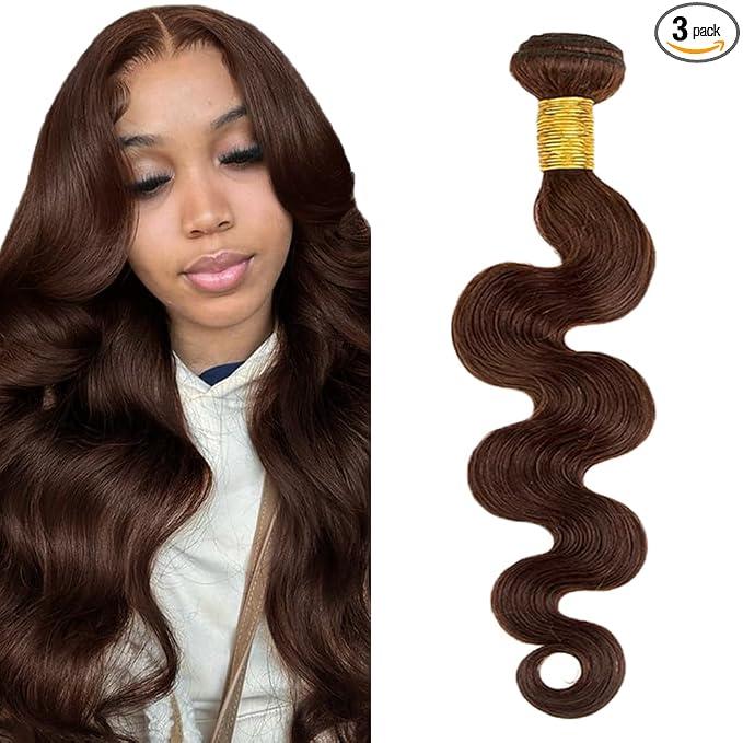26 Inch Chocolate Brown Human Hair Bundles Dark Brown Bundles Human Hair #4 Bundle 8A Brazilian Virgin Hair Extensions