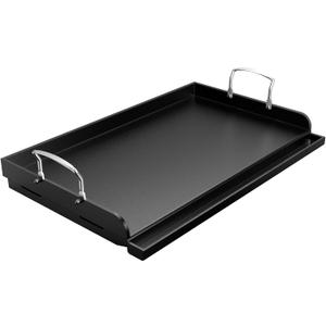 Uniflasy Nonstick Griddle for Gas Grill, Cast Iron Griddle for Outdoor Gas & Charcoal Grills, 25" x16" Nonstick Coating FlatTop Insert Cooking Pan for Weber Charbroil Camp Chef Grill
