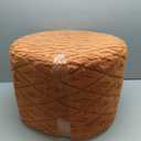 Fluffy Round Ottoman Pouf with All-in-One Foam Filling 20" x 14" Furry Ottoman Foot Rest Foot Stool for Living Room or Bedroom (Burnt Orange)