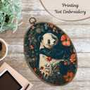 LKETW Vintage William Morris Panda Floral Oval Wall Art Decor, Retro Cottagecore Botanical Floral Oval Canvas Hanging Decor, Panda Animal Wall Decorations for Home Bedroom Living Room, 8.6x11.4 Inch