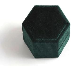 BKEKM Jewelry Box Velvet Jewelry Storage Double Slot Ring Holder Jewelry Case Display Hexagon Geometric Jewelry Box Organizer