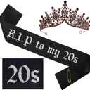 R.I.P to My 20s Sash with Black Crown for Girl's 30th Birthday Funeral Decorations (Sash&Crown)
