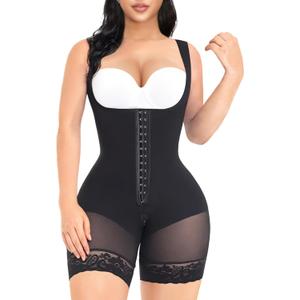 YIANNA Fajas Colombianas Shapewear for Women Tummy Control Butt Lifter with Zipper Crotch Postpartum Body Shaper (X-Large, 1-black)