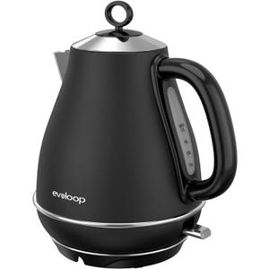 Evoloop 1.7L Electric Kettles, BPA Free Tea Kettle, Hot Water Boiler Heater, Stainless Steel Teapot, Auto Shut-Off & Boil-Dry Protection, 120V/1500W (Black)