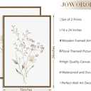 Boho Wall Art Set of 2 Watercolor Botanical Floral Picture Blossomy Wildflower Canvas Art Prints Minimalist Flower Wall Decor for Living Room Bedroom Bathroom Home Office Decoration, 16x24 Inch Framed