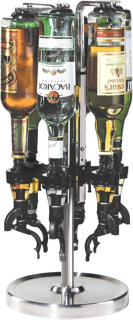 OGGI Professional 6-Bottle Revolving Liquor Dispenser, Stainless Steel