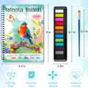 Elfew 2 Pack Watercolor Workbooks Coloring Books, 24 Pages Beginner Friendly Painting Kit, Detailed Steps, 12 Colors Paint Set with Brush, Stress-Relieving Gift for Adults & Women (Animals & Flowers)