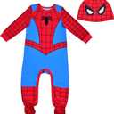 Marvel Spider-Man Boys Long Sleeve Footie Romper and Hat Set for Newborns and Infants (18 Months, Red)