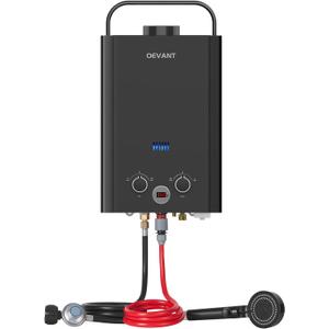Propane Tankless Water Heater, 6L 1.58GPM Portable Gas Water Heater with Handle & Overheating Protection, Instant Hot Water for RV Camping, Outdoor Shower, Black