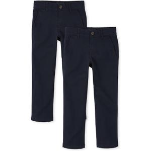 The Children's Place Stretch Straight Chino Pants,multipacks (New Navy 2 Pack)