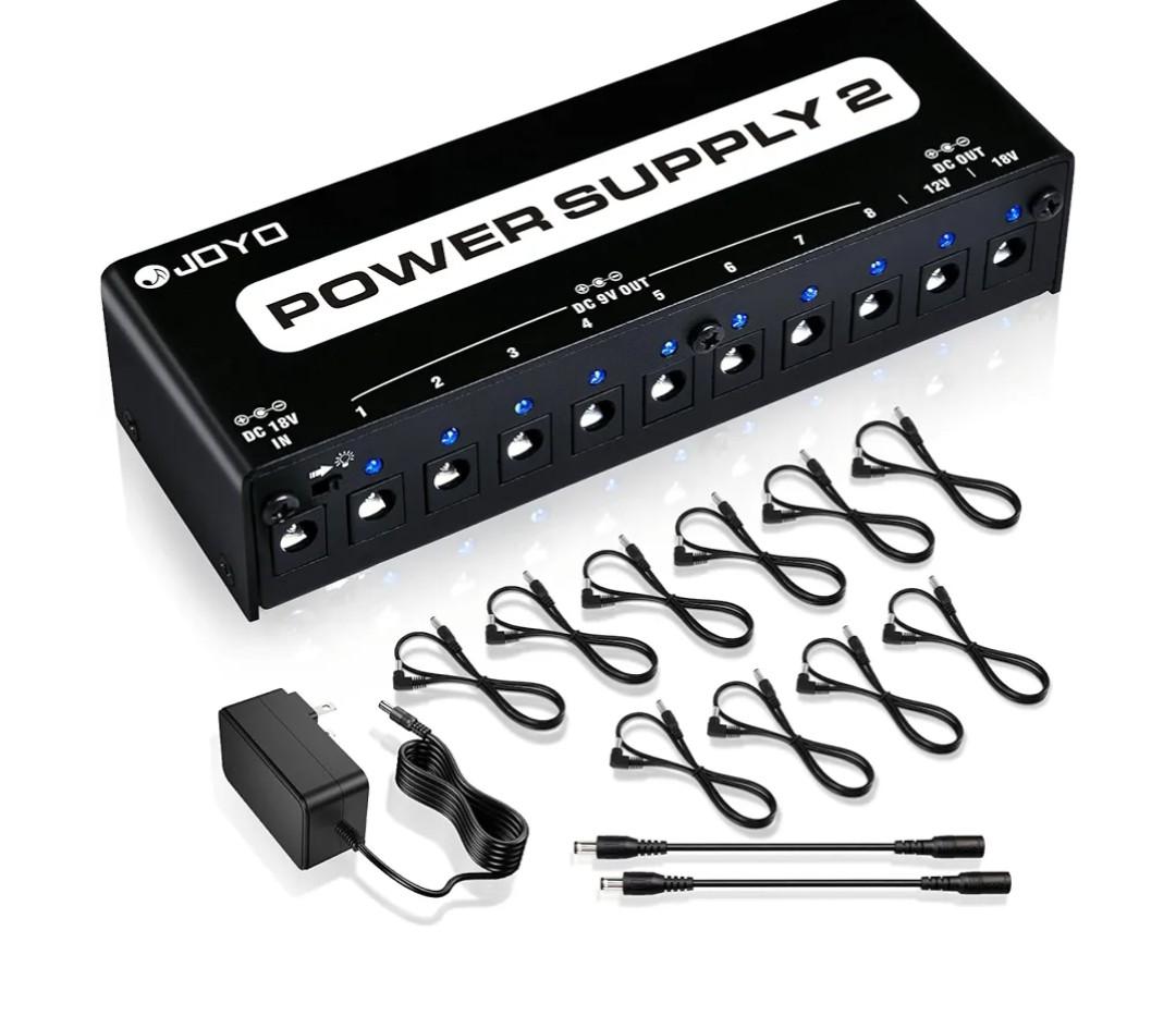 JOYO Guitar Pedal Power Supply 10 Isolated Output DC 9V 12V 18V Options for Distortion, Reverb, Chorus Effect Pedalboard Chains (JP-02)