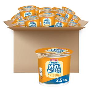 Kellogg's Frosted Mini-Wheats Breakfast Cereal Cups, High Fiber Cereal, Kids Snacks, Original, 30oz Case (12 Cups) EXP: 04/20/2027