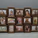 J.M.Deco Collage Picture Frames for Wall Decor, 18-Opening Reunion Family Friends Picture Frame Set, 4 x 6 Photo Frames for Living Room, Gallery Puzzle Collage Wall Hanging, Vintage Gold