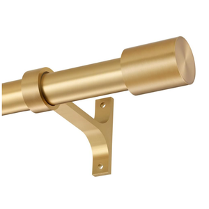 Warm Gold Adjustable Curtain Rods, 144 to 164 Inch, Heavy Duty 1-Inch Telescoping Rods with Cap Finials