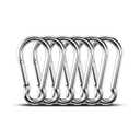 Large Carabiner Clip Hooks, 6pcs 4.7 inch Carabiners Heavy Duty, 304 Stainless Steel Spring Snap Hook Fits Camping Hanging Hiking Weight Lifting, Metal Clips for Rope or Chain