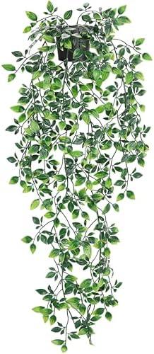 Der Rose 34'' Fake Hanging Plants Artificial Potted Plants Indoor and Outdoor for Office Living Room Bathroom Wall Shelf Decor (1Pack)