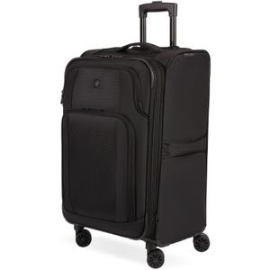SwissGear Sion II Softside Expandable Luggage with Spinner Wheels, Black, Checked-Medium 24-Inch
