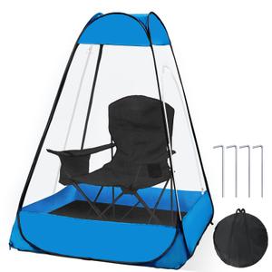 Pop Up Mosquito Net Tent for Chair with Stakes, One Person Pop Up Tent with 360° Mesh, Portable Personal Mosquito Net Shelter for Fishing, Backyard, Camping Outdoor Use, Not Included Chair (Blue)