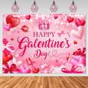 Mocsicka Galentines Day Decorations Banner Pink Happy Galentines Day Backdrop for Girls Gang Party Decorations Photo Booth Props (7x5ft)