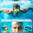 COOLOO Swim Goggles 2 Pack, Wide View No Leaking Swimming Goggles, Anti-fog & Anti-UV Adult Swim Goggles for Men Women Youth (1-black/Rainbow Mirrored Lens)