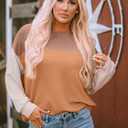 WIHOLL Womens Fall Fashion 2025 Long Sleeve Shirts Color Block Knitted Ribbed Tunic Tops Casual Loose Fit Trendy (L)